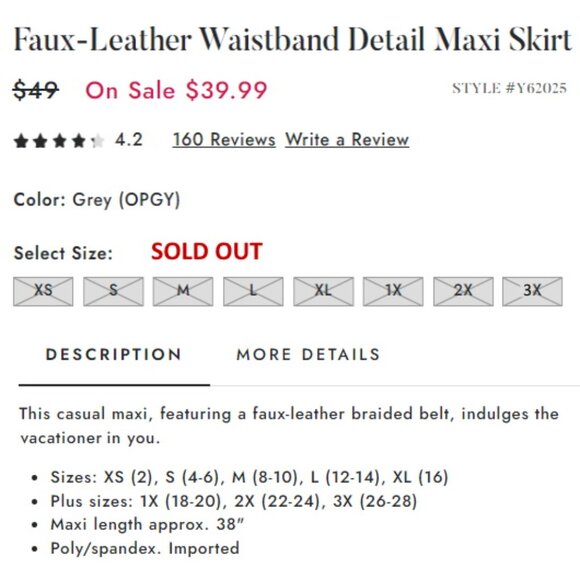 Venus Maxi Skirt With Faux Leather Waistband - Picture 6 of 6